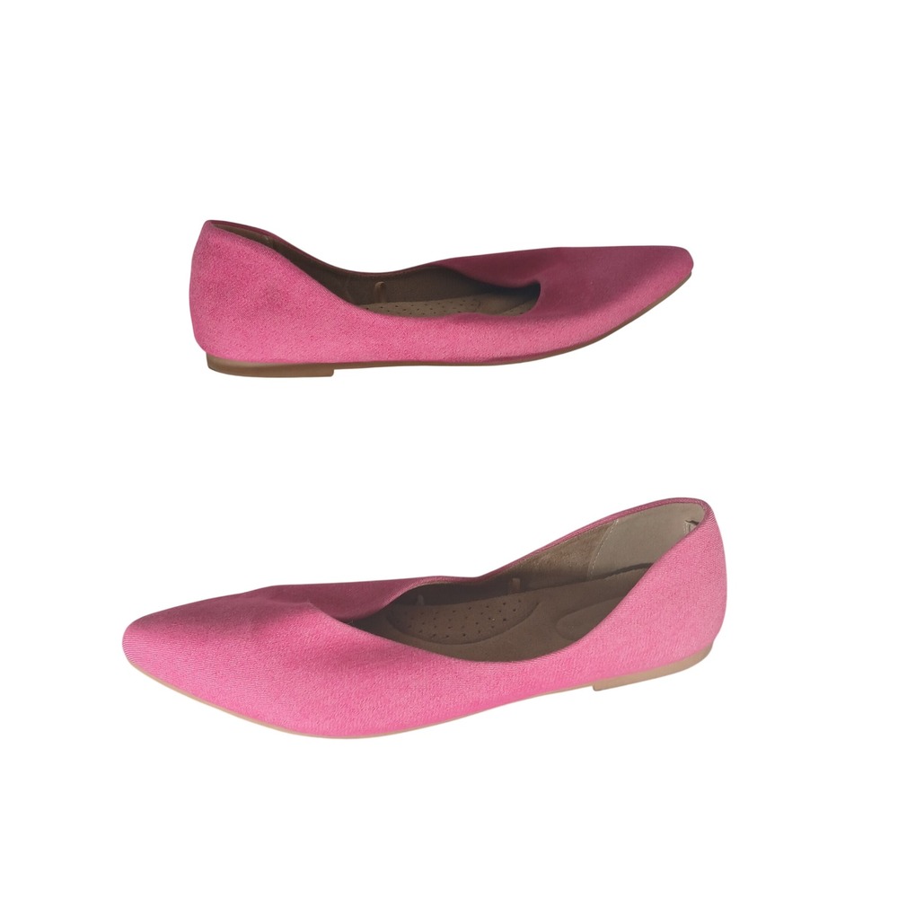 Maurices Pointed Toe Ballet Flats 8 Pink Textile Slip On Barbiecore Business
